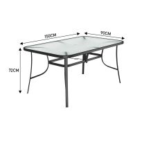Tempered Glass Outdoor Coffee Table and 2 Set Rattan Chairs