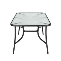 Tempered Glass Outdoor Coffee Table and 2 Set Rattan Chairs