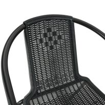 Tempered Glass Outdoor Coffee Table and 2 Set Rattan Chairs