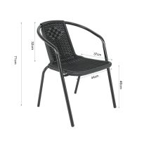 Tempered Glass Outdoor Coffee Table and 2 Set Rattan Chairs