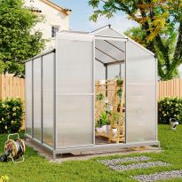 Silver Aluminium Frame Outdoor Small Greenhouse with Base