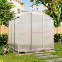 Silver Aluminium Frame Outdoor Small Greenhouse with Base