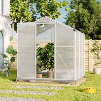 Silver Aluminium Frame Outdoor Small Greenhouse with Base