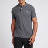 Slate Cotton Pique Polo Top