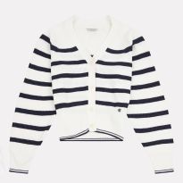 White/Navy Stripe Cotton Cardigan