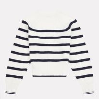 White/Navy Stripe Cotton Cardigan