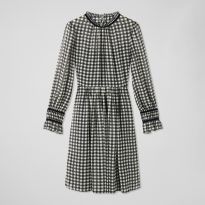 Black Gingham Ruffle Trim Mini Dress