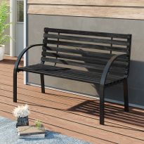 Outdoor Park Bench Solid Wood Metal Garden Bench