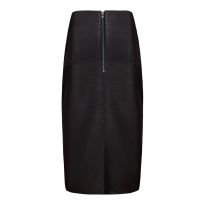 Black Longline Leather Pencil Skirt