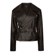 Black Wrap Leather Biker Jacket