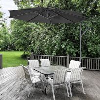 3M Garden Cantilever Parasol Outdoor Sun Umbrella with Base - Black