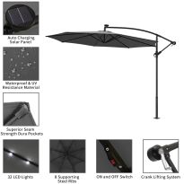 3m Cantilever Garden Parasol with LED Light（Base is not included）