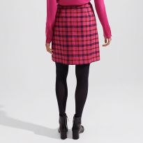 Pink Checked Leah Wool Pleated Mini Skirt