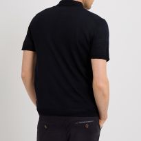 Navy Brawby Merino Wool Polo Shirt