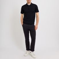 Navy Brawby Merino Wool Polo Shirt