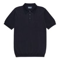 Navy Brawby Merino Wool Polo Shirt