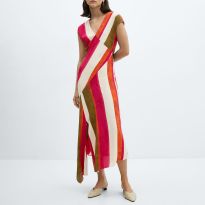 Ecru Cut-Out Striped Dress