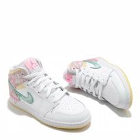Kid's Pink Paint Drip Jordan 1 Mid Trainers