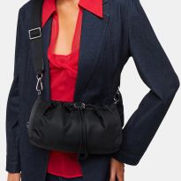 Black Benny Drawstring Crossbody Bag