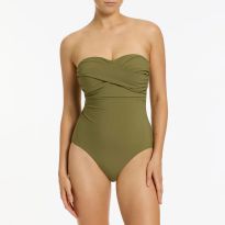 Moss Twist Front Bandeau Suit-D-DD