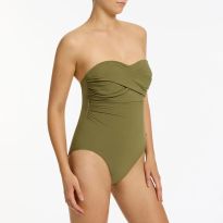 Moss Twist Front Bandeau Suit-D-DD