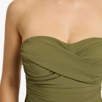 Moss Twist Front Bandeau Suit-D-DD
