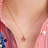 Pink Flower Pendant Necklace
