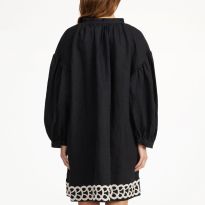 Black Linen Limonna Structured Mini Dress