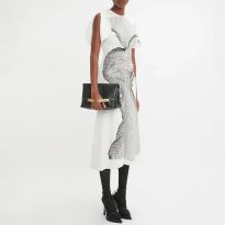 White Gathered Waist Midi Dress