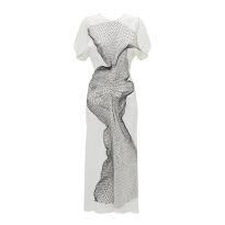 White Gathered Waist Midi Dress