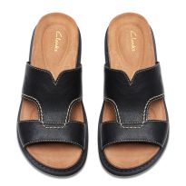 Black Arwell Sling Leather Wide Flat Sandals