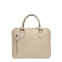 Beige Italian Leather Laptop Bag