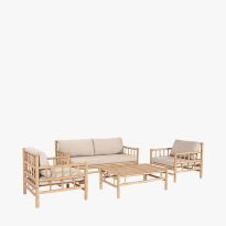 Costa Rica Natural Bamboo Finish Outdoor Seating Set