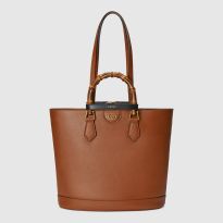 Brown Gucci Diana Textured-Leather Tote
