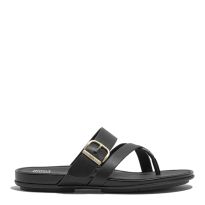 Black Gracie Leather Toe Post Sandals
