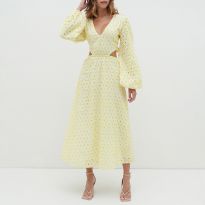 Lemon Amber Cut Out Midaxi Dress 