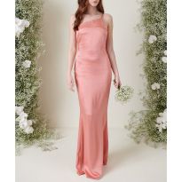 Pink Amelia Tie Maxi Bridesmaid Dress 
