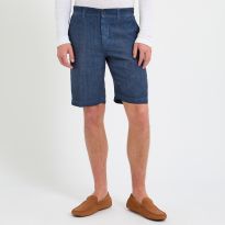 Navy Blue Linen Chino Shorts