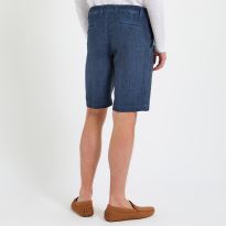 Navy Blue Linen Chino Shorts
