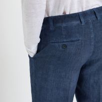 Navy Blue Linen Chino Shorts