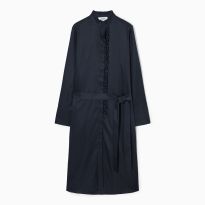 Navy Ruffle Detail Midi Dress