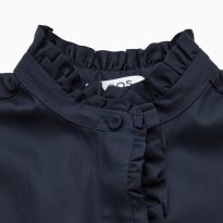 Navy Ruffle Detail Midi Dress