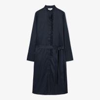 Navy Ruffle Detail Midi Dress