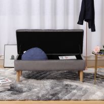 Grey Velvet Storage Ottoman Bench