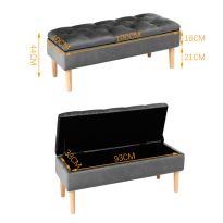 Grey Velvet Storage Ottoman Bench