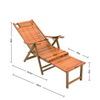Bamboo Foldable Recliner Lounge Chair with Retractable Footrest