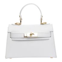 White Leather Crossbody Bag By Roberta M