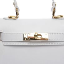 White Leather Crossbody Bag By Roberta M