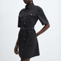 Black Belt Shirt Dress