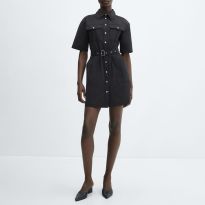 Black Belt Shirt Dress